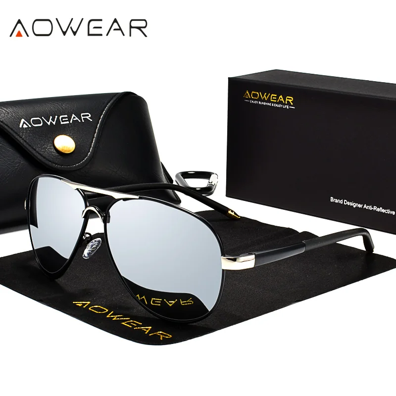 Aowear Occhiali Da Sole Da Uomo Per L'Aviazione Occhiali Da Sole Polarizzati A Specchio Per Uomo Hd Driving Pilot Occhiali Da Sole Lunettes De Soleil 