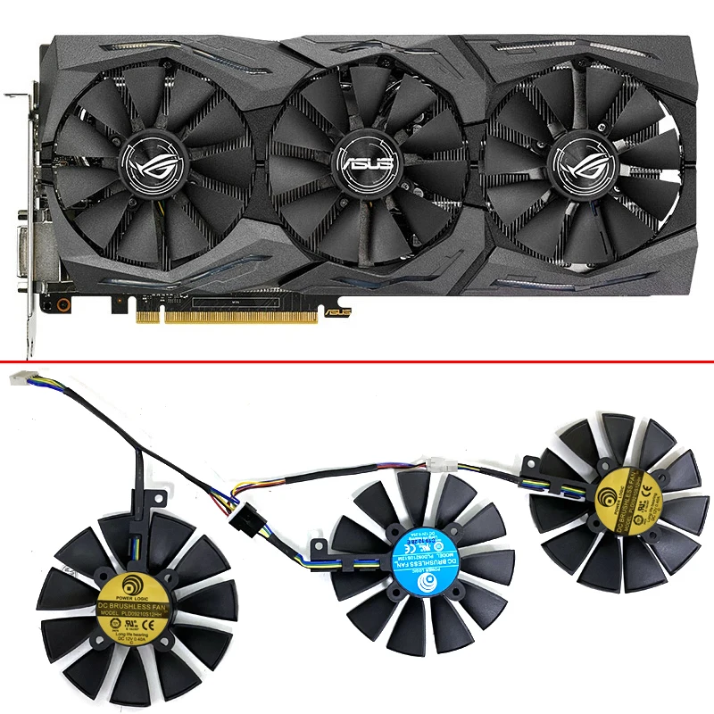 3Pcs 87Mm T129215Su Fan Pld09210S12M 4Pin Ventola Di Raffreddamento Sostituire Per Asus Strix Gtx 1060 Oc 1070 1080 Gtx 1080Ti Rx 480