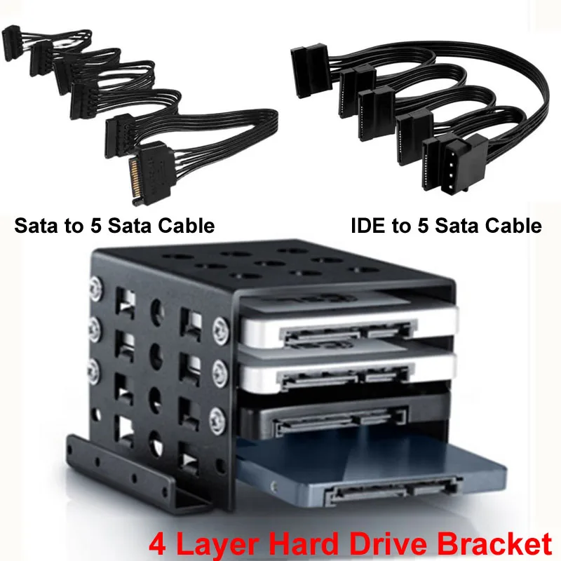 4 Vie 2.5 Sata Hdd Ssd A 3.5 Supporto Per Staffa Supporto Convertitore Disco Rigido Floppy Da 2.5 Pollici Cavo Da Ide A 5 Sata