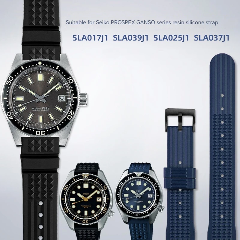 20Mm 22Mm Due Stili Cinturino In Gomma Siliconica Fashion Check Per Seiko Yuanzu Prospezione Series Sla017 Sla037 Sla025 Water Ghost