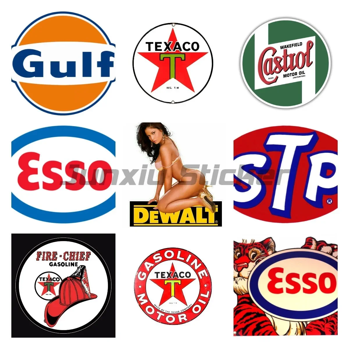 Guif Esso Texaco Retro Stickers Per Casco Da Corsa Moto Fuoristrada Casco Per Auto Camper Van Wall Room Table Decal Accessori
