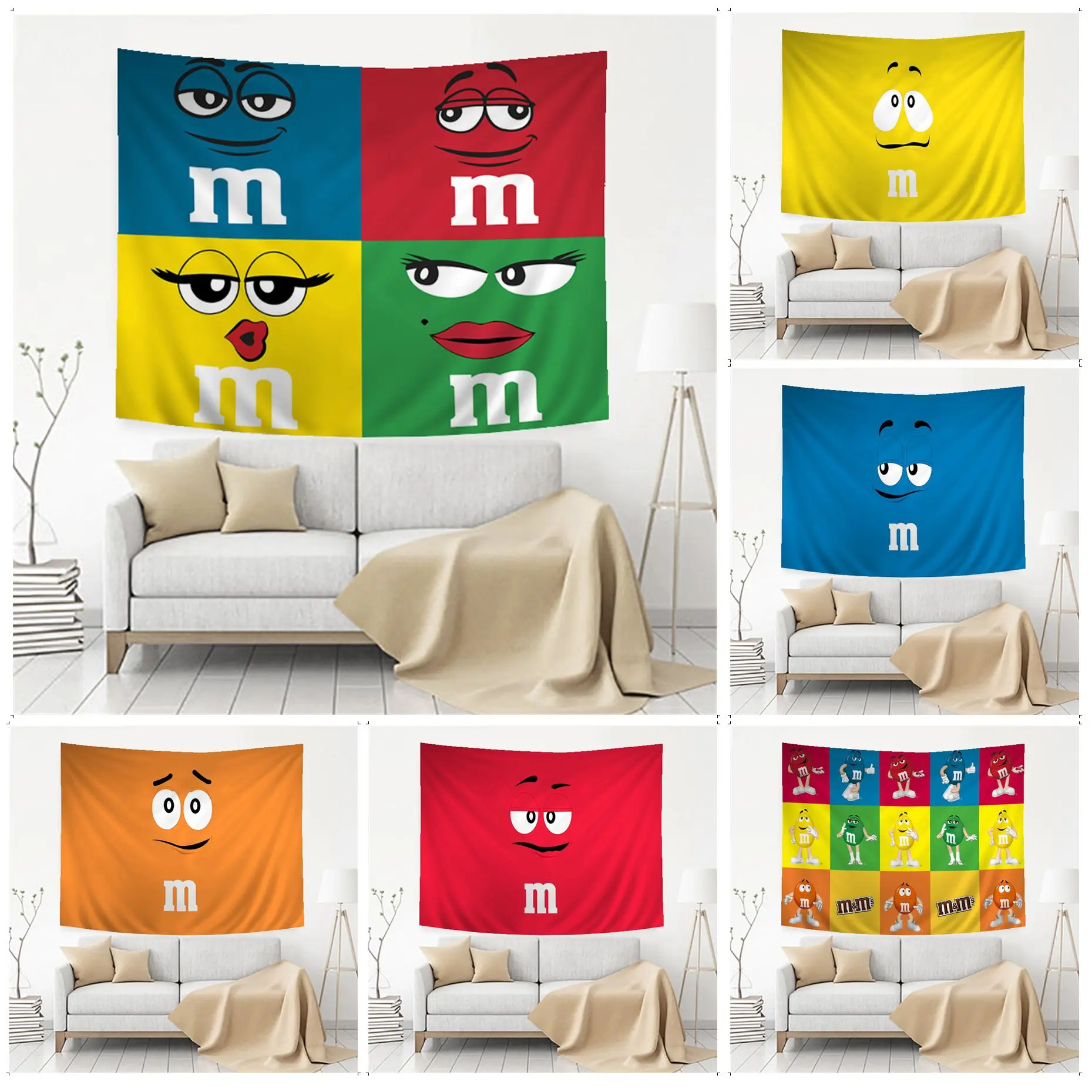 M & Ms Chocolate Tapestry Cartoon Tapestry Wall Hanging Decoration Home Decor
