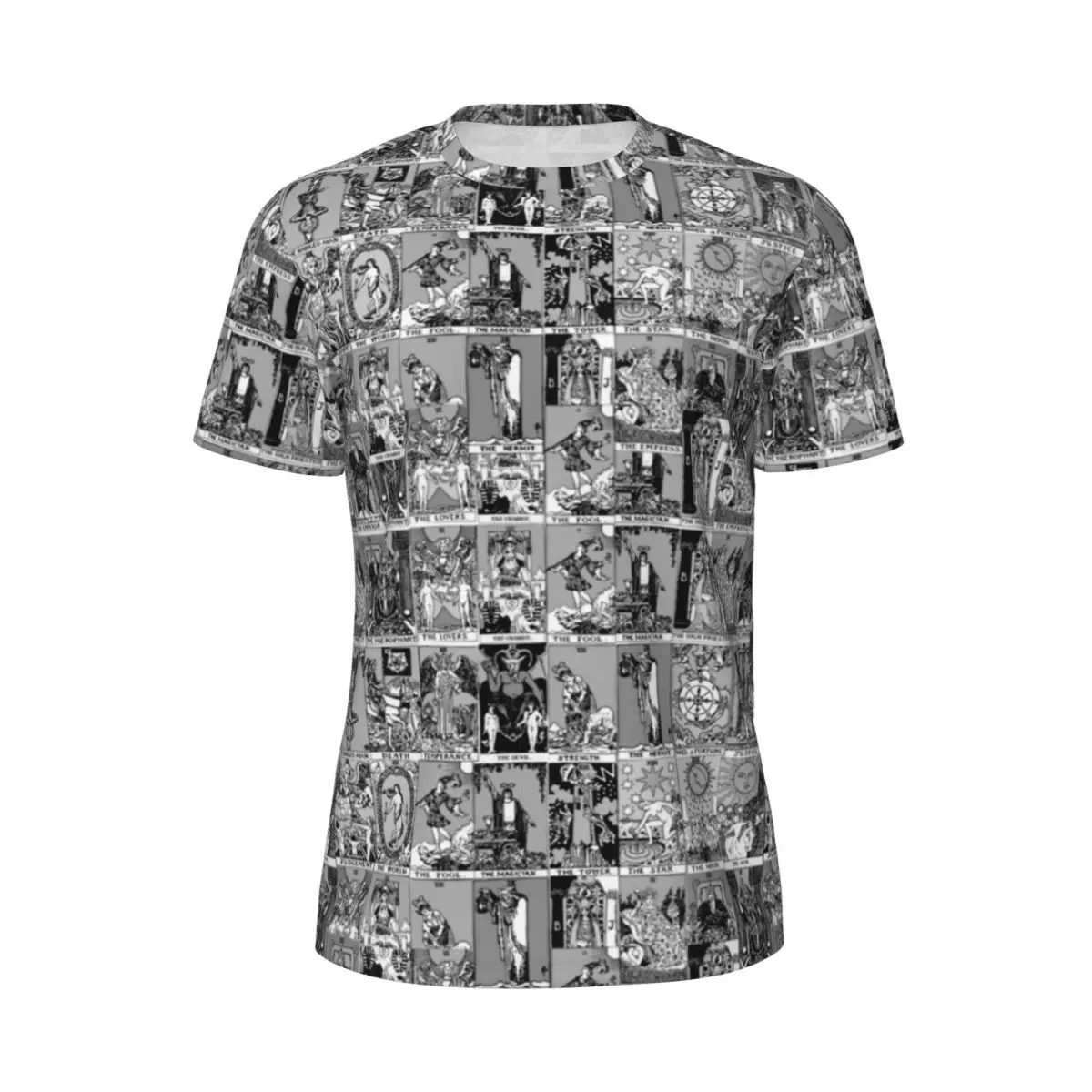 Maglietta Sportiva Per Uomo T-Shirt Con Stampa Tarocchi Grigi Alla Moda Cool Major Arcana Summer Tees O Neck Fantastici Top Personalizzati Plus Size