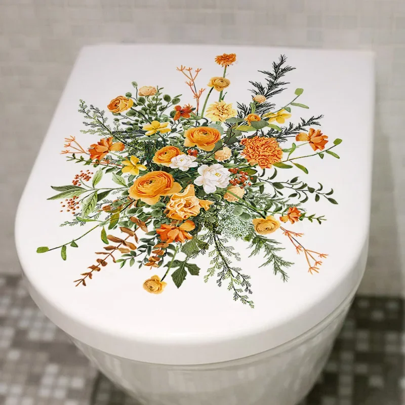 Green Plant Leaves Wall Sticker Bagno Toilet Sticker Wc Autoadesivo Murale Abbellire Fiore Decorazione Della Casa Decalcomanie
