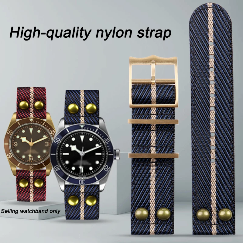 Cinturino In Nylon Per Iwc Omega Seiko Rolex Tudor Small Safflower 1958 Da Uomo Con Rivetti Cinturino Per Orologio Da Uomo In Tela 22Mm