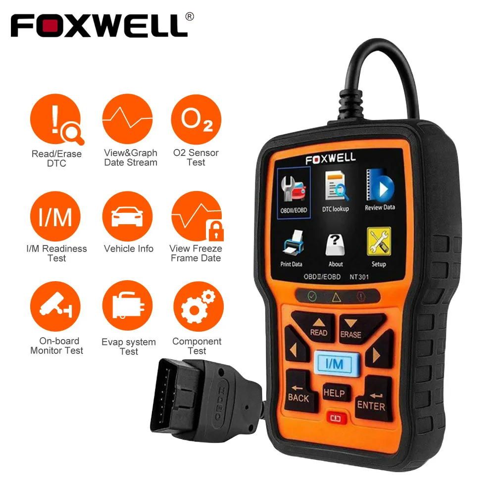 Scanner Foxwell Nt301 Obd2 Scanner Professionale Eobd Odb2 Obd 2 Strumento Diagnostico Per Auto Controllo Lettore Di Codici Luce Motore Scanner Automo