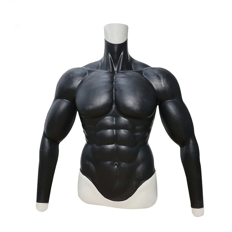 Silicone Muscle Black Suit Tette Finte Pancia Per Stage Cosplay Fake Belly Suit Masquerade Performance Costume