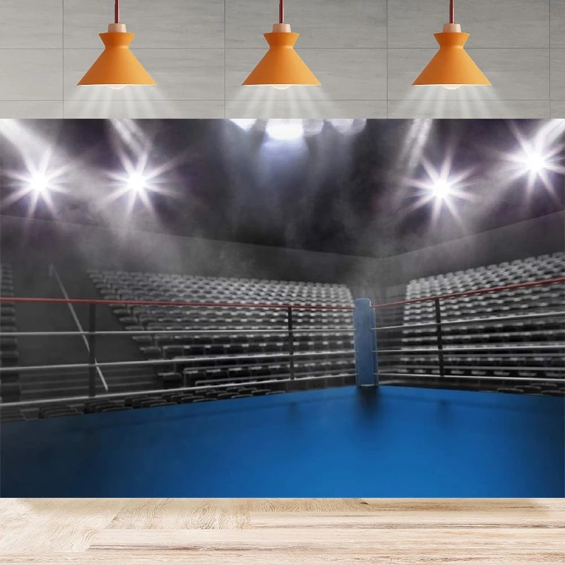 Spotlight Ring Boxing Photography Background Sfuocato Fight Sports Field Night Scene Wrestling Arena Party Background Wall Banner