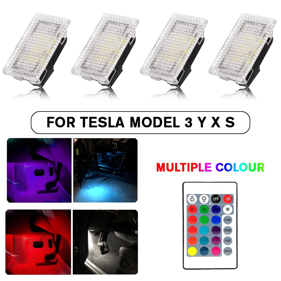 Per Tesla Rgb Led Lights Bulbs Kit Atmosphere Lamp Projector Trunk Lamp Con Telecomando Car Interior Per Tesla Model Y 3 X S