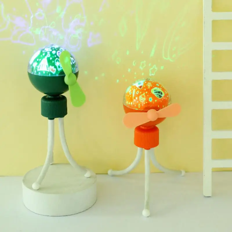 Mini Fan Starry Sky Projection Octopus Fan Night Starry Sky Atmosphere Night Light Usb Handheld Charging Student Summer Decor