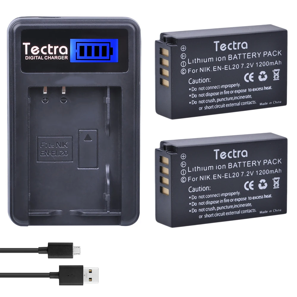 Tectra 2 Pz En-El20 Enel20 En El20 Fotocamera Bateria + Lcd Caricatore Usb Per Nikon Coolpix A 1 J1 J2 J3 S1 Aw1 V3 E Mh-27 Mh-29