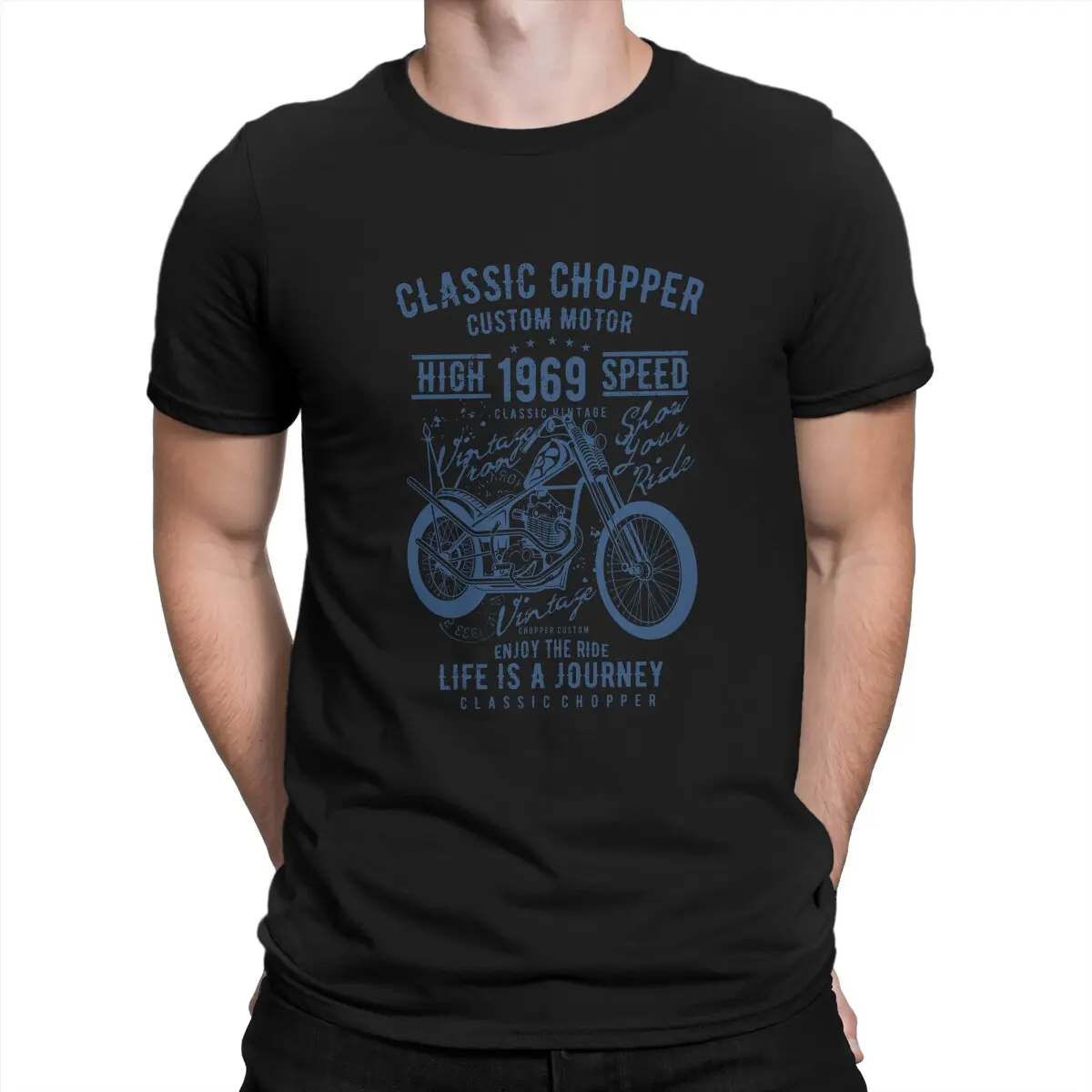 Classic Vintage Chopper Custom Motor Motorcycle T Shirt Alternativa O-Collo Tshirt Vestiti In Poliestere
