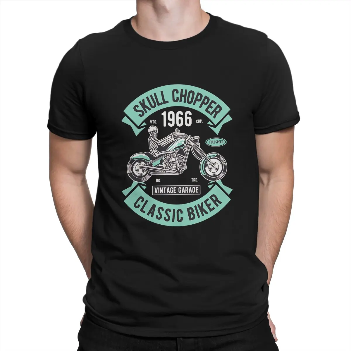 Skull Chopper Custom Motor Motorcycle T Shirt Grunge Girocollo Tshirt Poliestere Streetwear