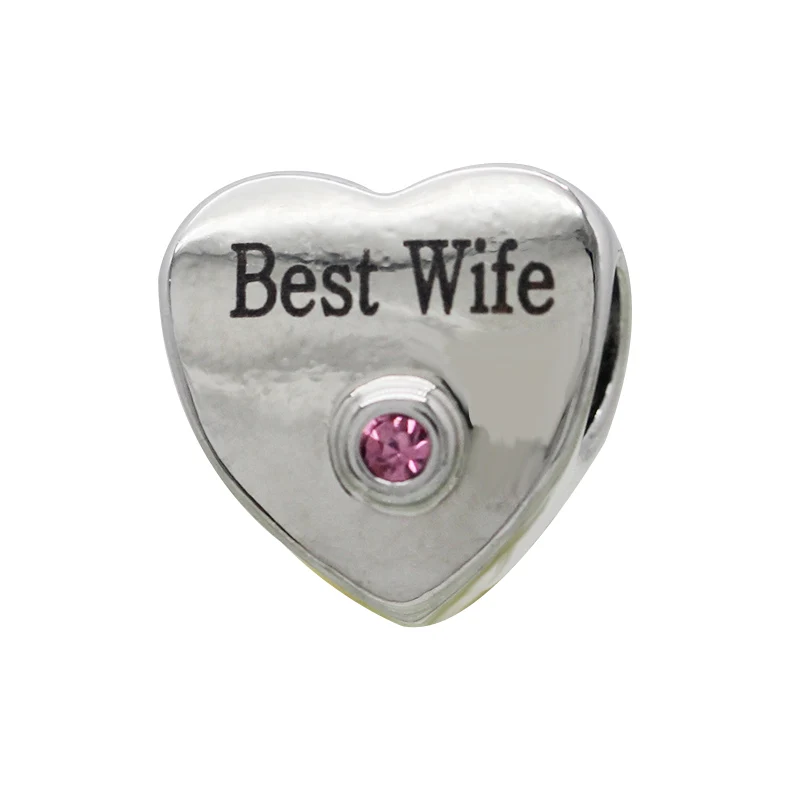 New Heart I Love Your Wife Pink Crystal Lucky Charm Beads Fit Pandora Charm Bracciale Collana Per Gli Amanti Regalo Di Festa