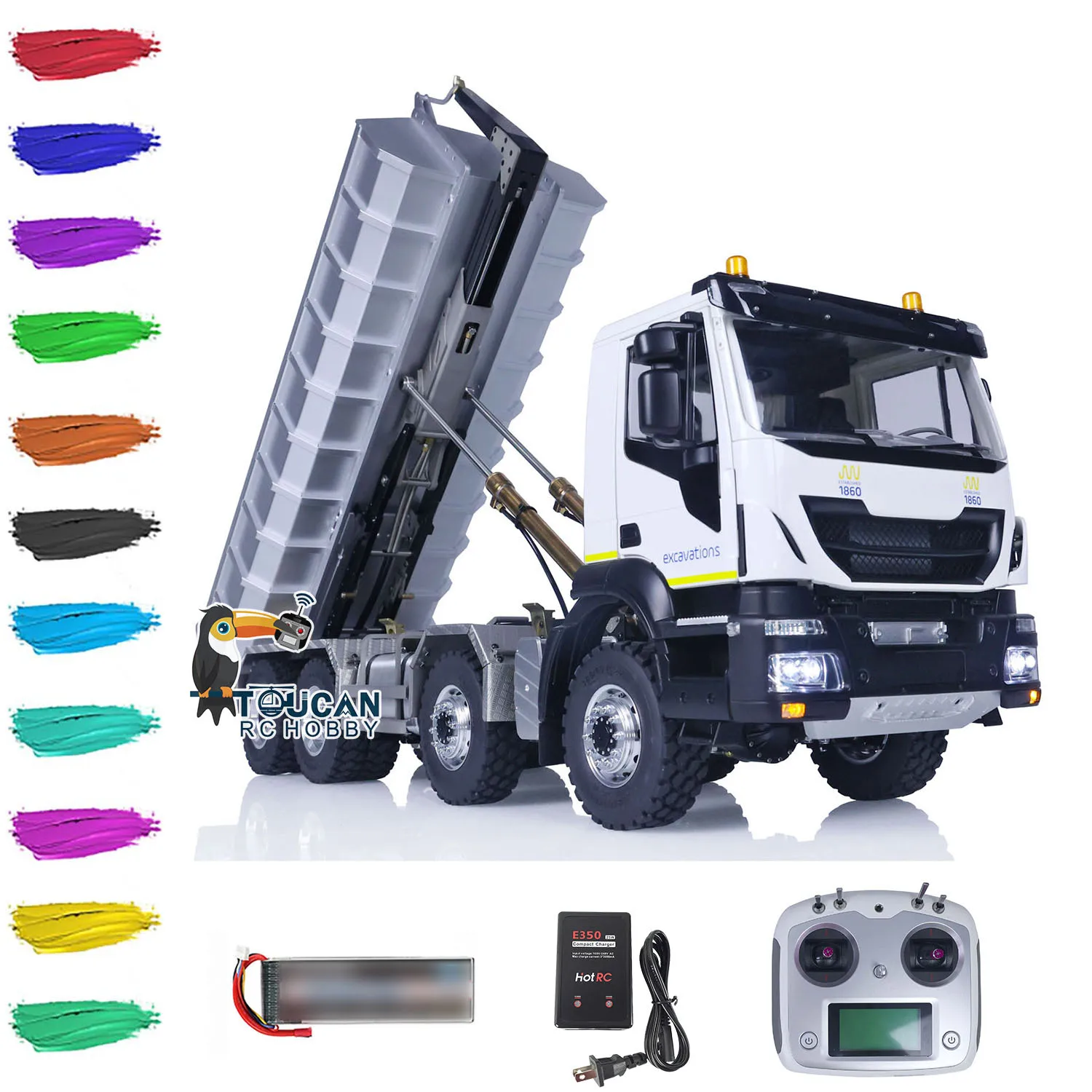 Giocattoli 1/14 Lesu Metallo 8X8 Idraulico Rc Dumper Controllato Fai Da Te Rtr Controllato Dumper Auto Modelli Di Veicoli Per Ragazzi