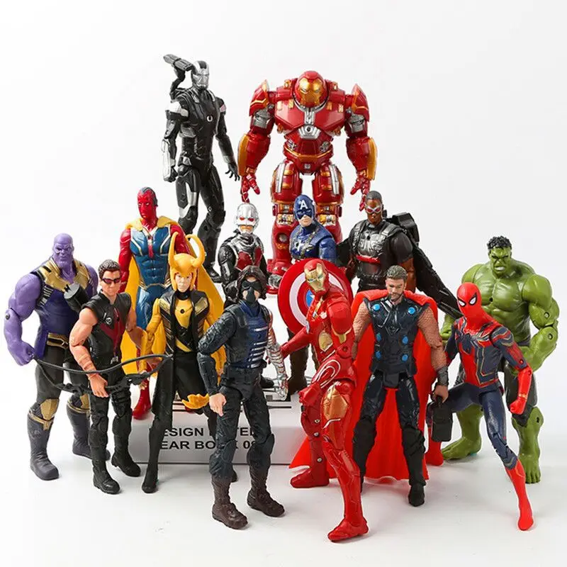 Infinity War Avengers 3 Civil War Hulk Iron Man Spiderman Thanos Vision Captain America Thor Loki Pvc Action Figure Set Toys