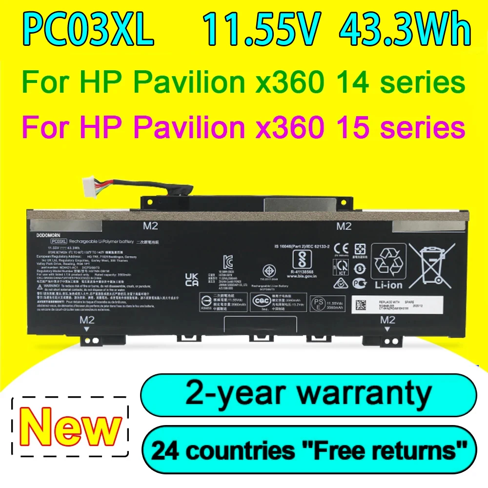 Nuova Batteria Per Laptop Pc03Xl Per Pc Convertibile Hp Pavilion X360 14/15 Muslimex 14-Ba110Nr 14-Dh2075Nr