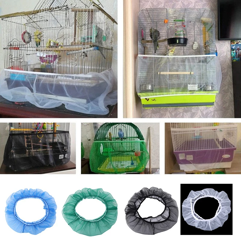 Nylon Mesh Bird Cage Cover Shell Gonna Net Easy Cleaning Seed Catcher Guard Bird Cage Accessori Maglia Ariosa Pappagallo Bird Cage Net