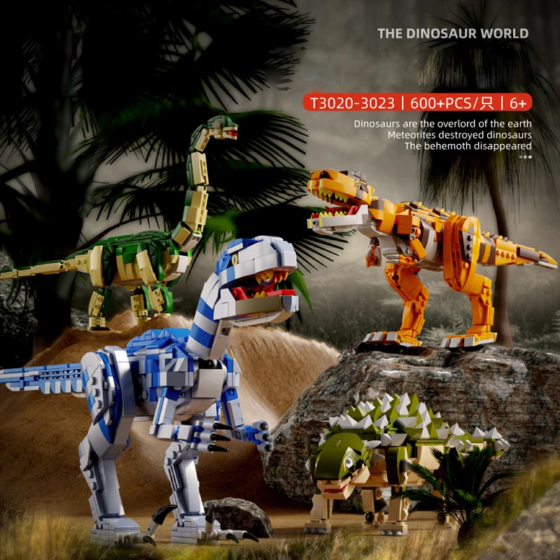 Dinosaur World Small Velociraptor Large Face Muslimgiant Beast Dragon Ragazzi E Ragazze Building Block Toys Regalo Educativo
