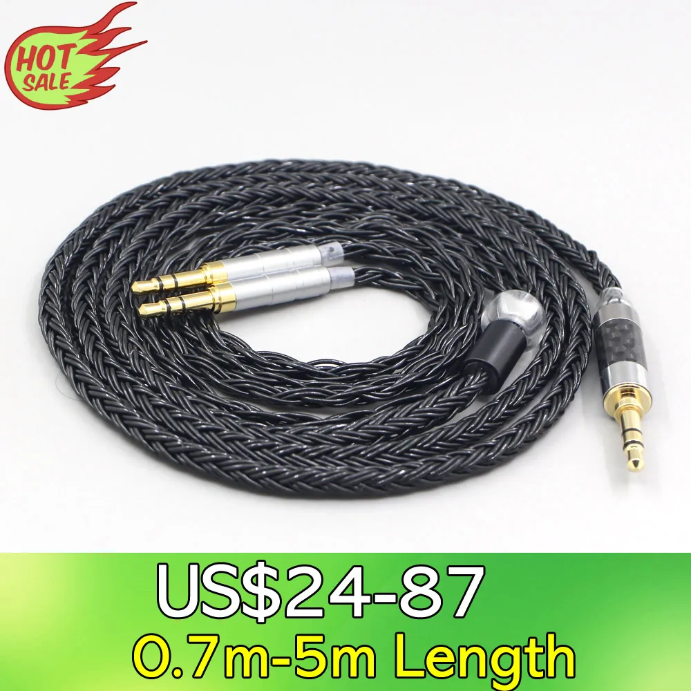 Ln007422 16 Core 7N Occ Cavo Per Auricolari Intrecciato Nero Per Denon Ah-D7200 Ah-D5200 Ah-D9200 Ah-D600 Ah-D7100