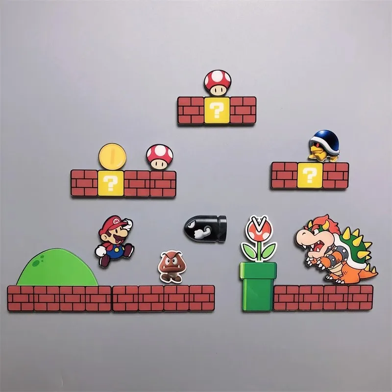 Super Mario Bros Anime Figure Bowser Fai Da Te Frigorifero Adesivi Magnetici Cucina Convenienza Adesivo Cartone Animato Messaggio Magnete