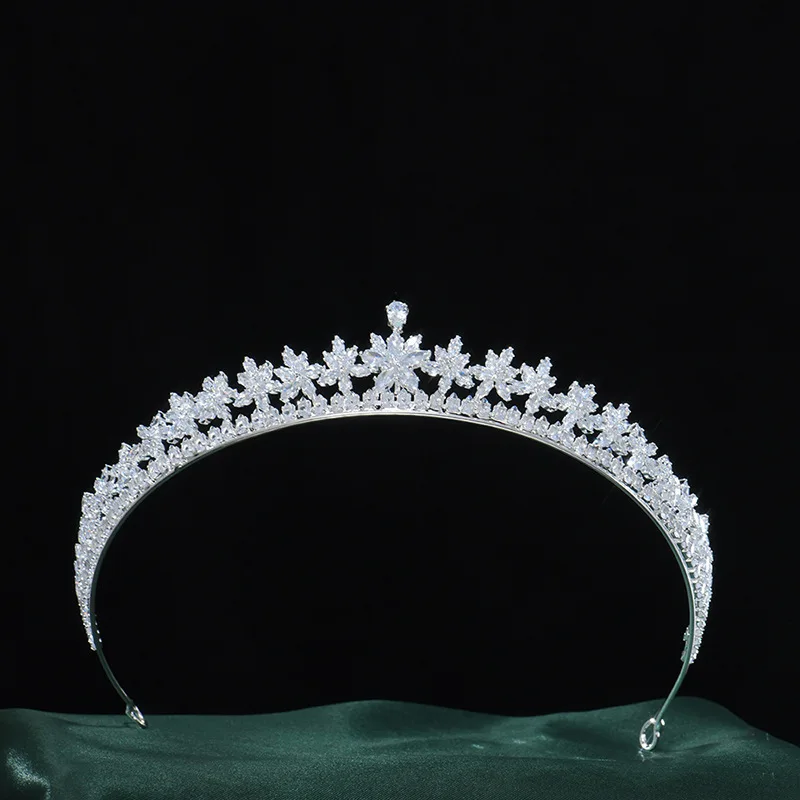 Tiara Per Matrimonio Sposa Accessori Per Gioielli Per Capelli 2024 Zirconia Principessa Sposa Corone Diademi Ragazza Prom Pageant Corone Per Le Donne