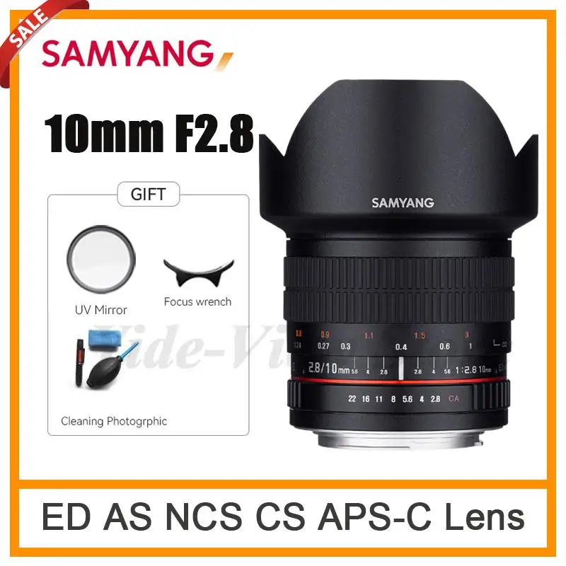 Samyang 10Mm F2.8 Ed Come Ncs Cs Apc-C Obiettivo Grandangolare Per Canon Ef Nikon F Dlrs Per Pentax K Sony A/E Canon M Fujix Samsung M43