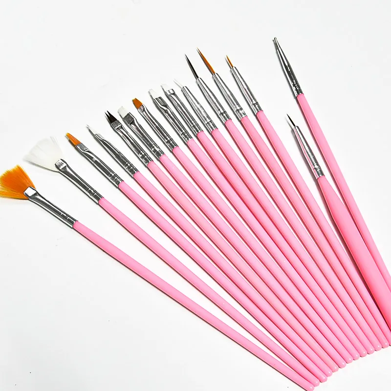 15 Pezzi Manico In Plastica Set Di Pennelli Per Unghie Design Smalto Gel Pittura Disegno Pennelli Per Unghie In Gel Acrilico Per Unghie Strumenti Per 