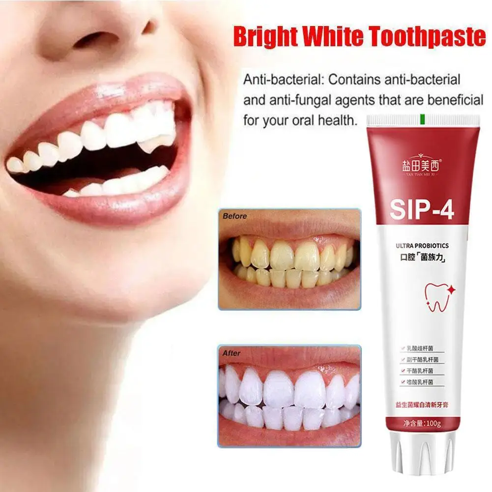 Sip-4 Dentifricio Sbiancante Probiotico Rimozione Macchie Dentifricio Probiotico Alito Fresco Sbiancamento Dei Denti Dentifricio Schiarente 1 Pz