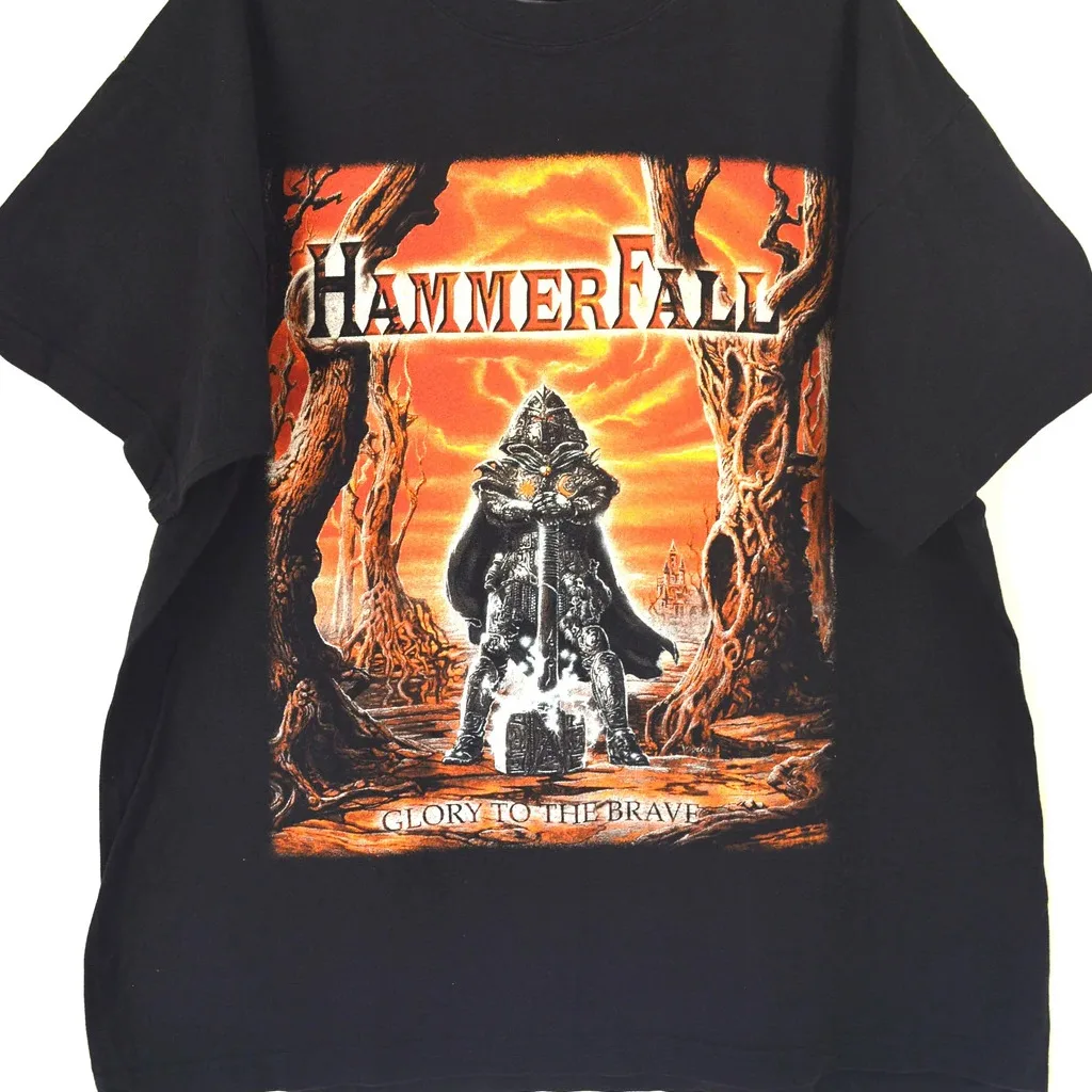 T-Shirt Retrò Hammerfall Band Manica Corta Nera Tutte Le Taglie Da S A 345Xl 1 F660