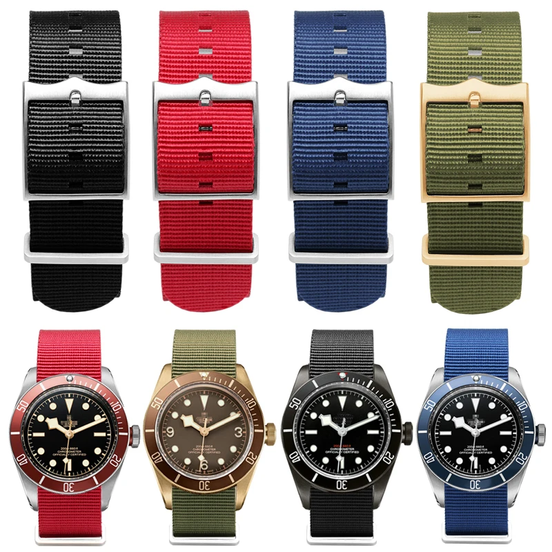 20 22Mm Opzioni Di Colore Multiple Cinturino In Tela Di Nylon Intrecciato Per Cinturino Per Orologio Tudor Nato Tudor Serie Con Cuscinetti Piegati Pic