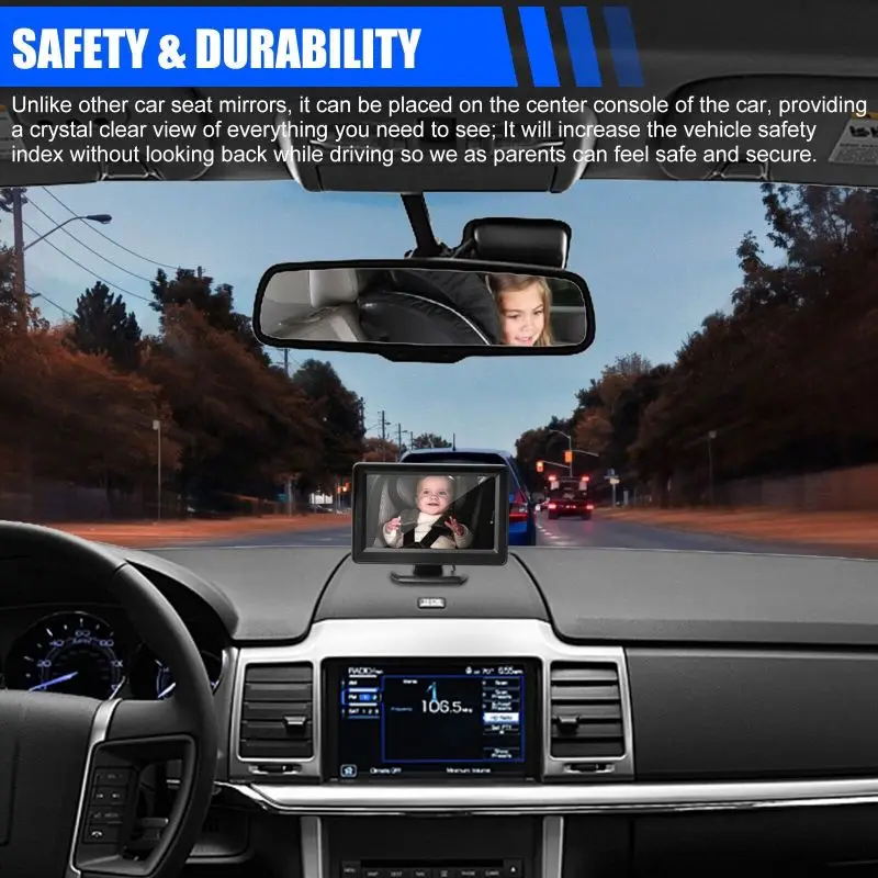 Baby Car Monitor 1080P Monitor Camera Per Baby Rear Face Seat Mirror Display 150 ° Wide View Night Vision Car Mirror Camera