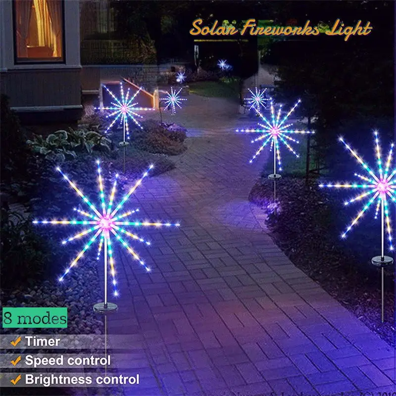 Led Solar Fireworks Light Outdoor Meteor Horse Lamp Garland Ip65 Waterproof String Lights Garden Lawn Street Decor Christmas