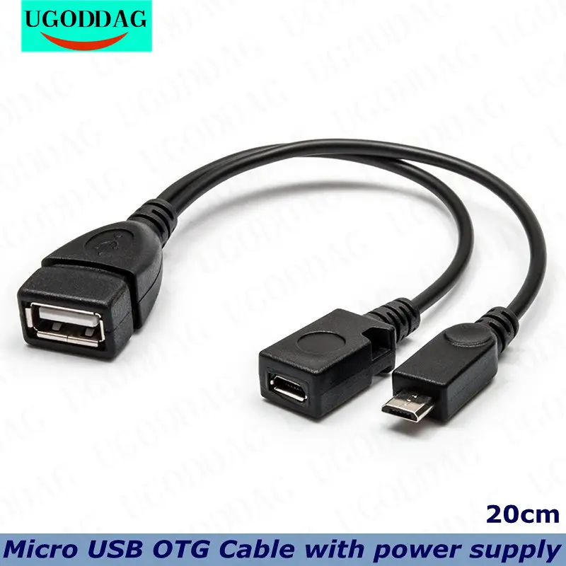 20Cm 2 In 1 Micro Usb Host Power Y Splitter Usb 2.0 Port Terminal Adapter Cavo Otg Per Fire Tv 3 O 2Nd Gen Fire Stick