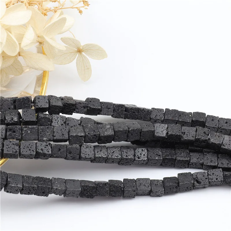 6X6Mm Natural Volcanic Stone Square Beads Stone Cube Bead For Diy Necklace Bracelat Jewelry Making Accessories Strand 15"