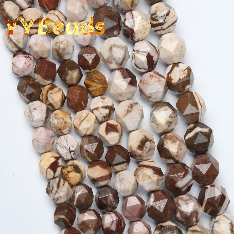 6 8 10Mm Natural Faceted Australia Zebra Jaspers Stone Beads Loose Beads For Jewelry Making Diy Bracelets Necklaces Handmade 15"