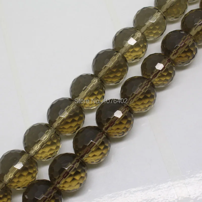 Mini. Ordine È $7! Il Commercio All'Ingrosso È 25Pcs. 16Mm Sfaccettato Smoky Brown Quartz Rotonda Branelli Allentati Diy 15"