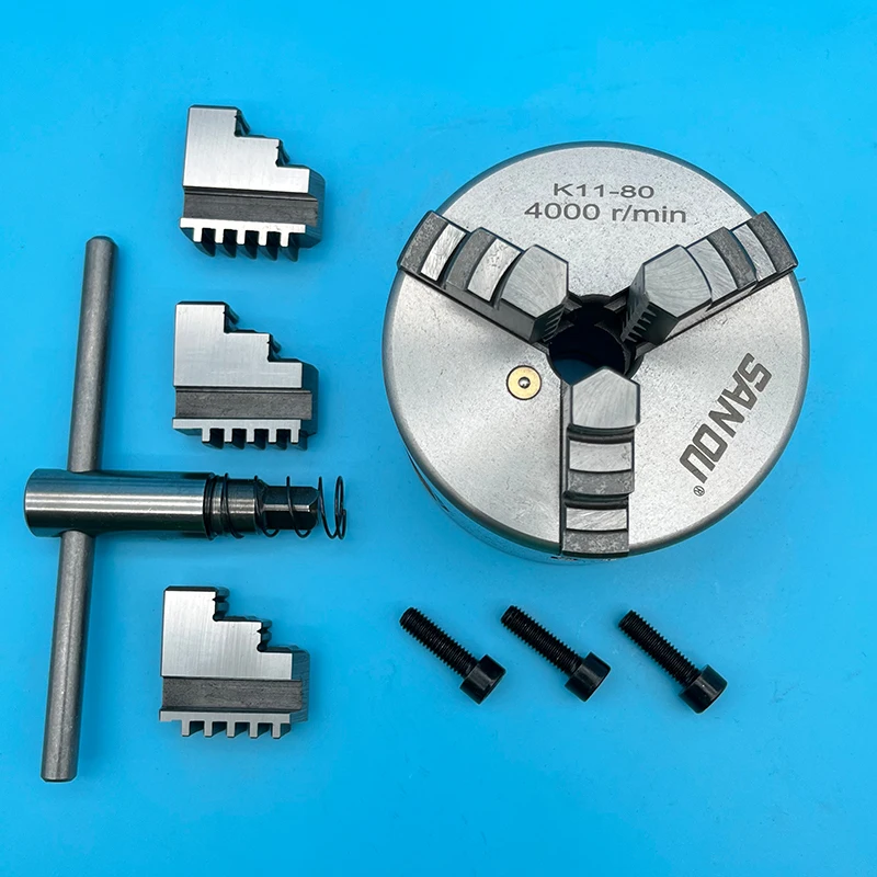 Mandrino Per Tornio Mandrino Per Tornio Sanou Da 80Mm Mandrino Per Tornio A 3 Griffe K11-80 Mandrino Per Tornio In Metallo Mini Per Mini Tornio