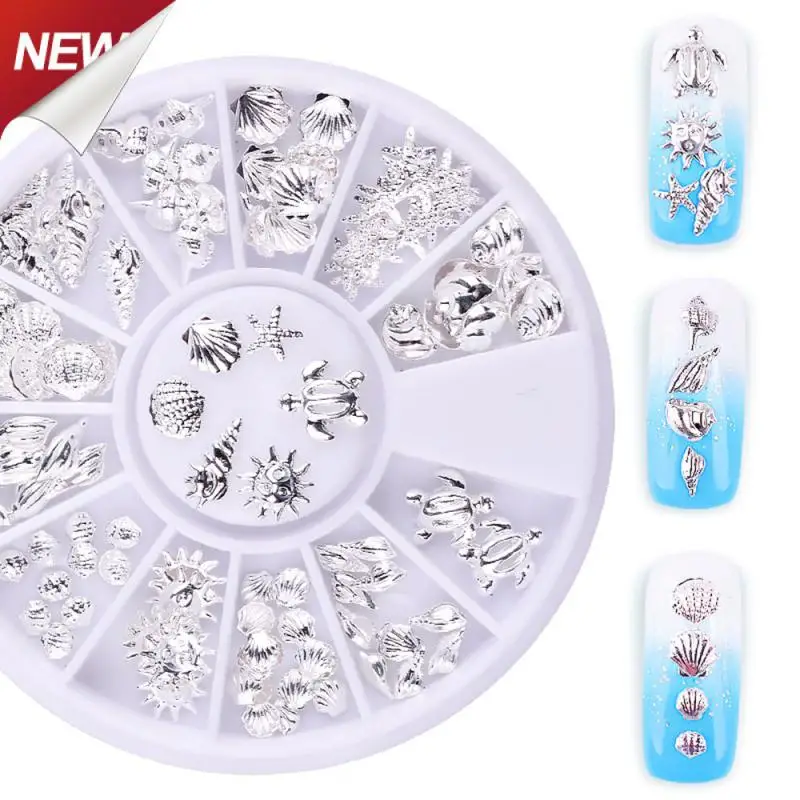 Creative Sea Shell Nail Studs Metallic Mixed Metallic Slice Flakes Per Nail Art Nail Decorations Metallic Nail Designs Conch