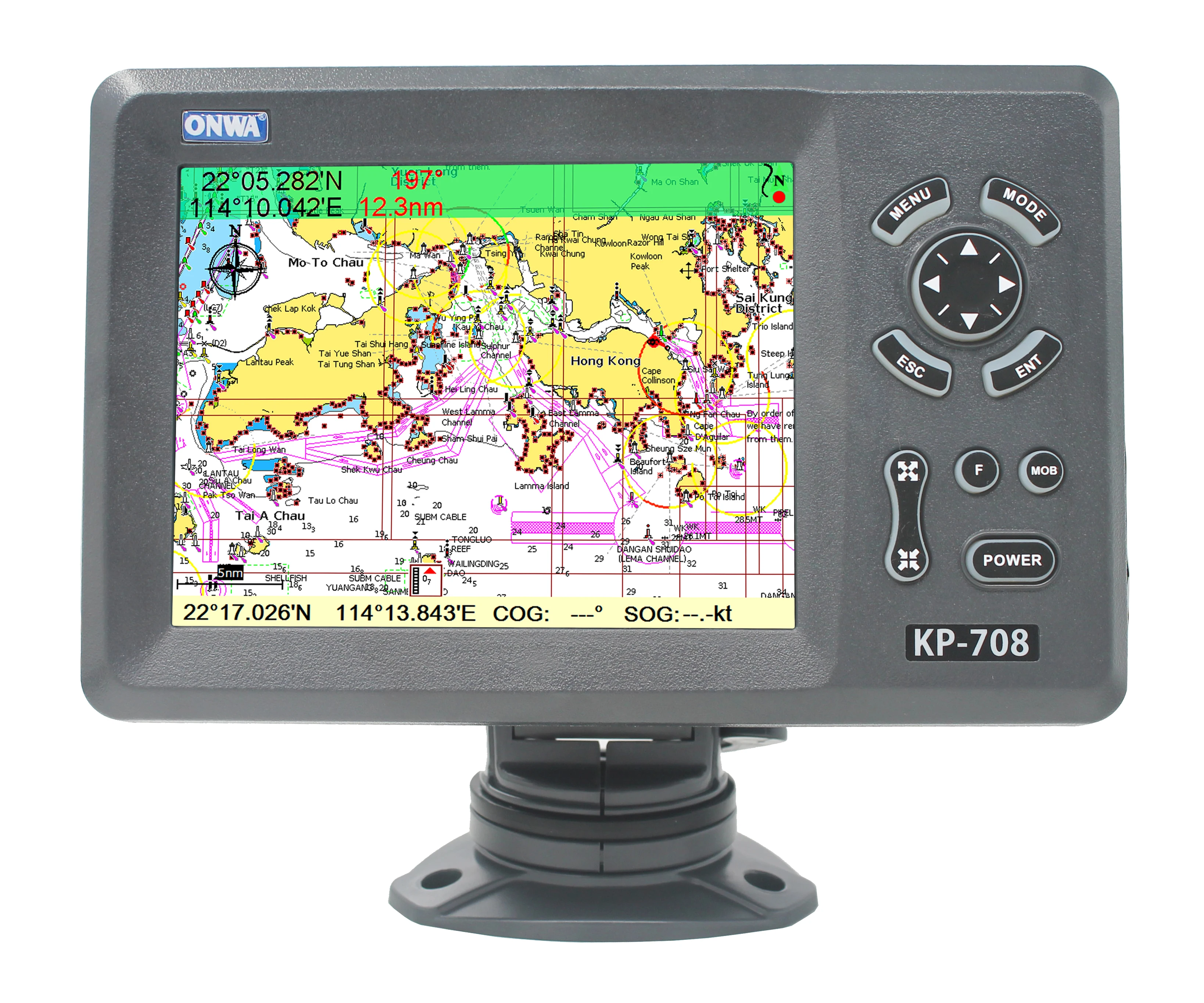 Marine Deep Boat Onwa Kp-708 7 Pollici Gps Chart Plotter Tracker Navigator Antenna Nmea 01