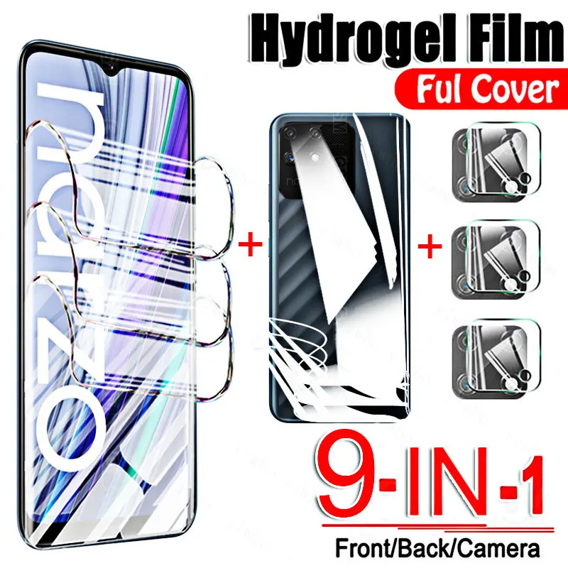 9 In 1 Per Oppo Realme Narzo 50A Pellicola Idrogel Su Realmi Narzo50A 50 A A50 6.5 "Proteggi Schermo Protettivo Morbido Vetro Per Fotocamera
