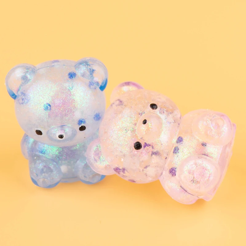 Cute Soft Jelly Bear Series Gashapon Toys Grape Soda Apple Banana Creative Tabletop Decoration Ornament Stress Relief Toys