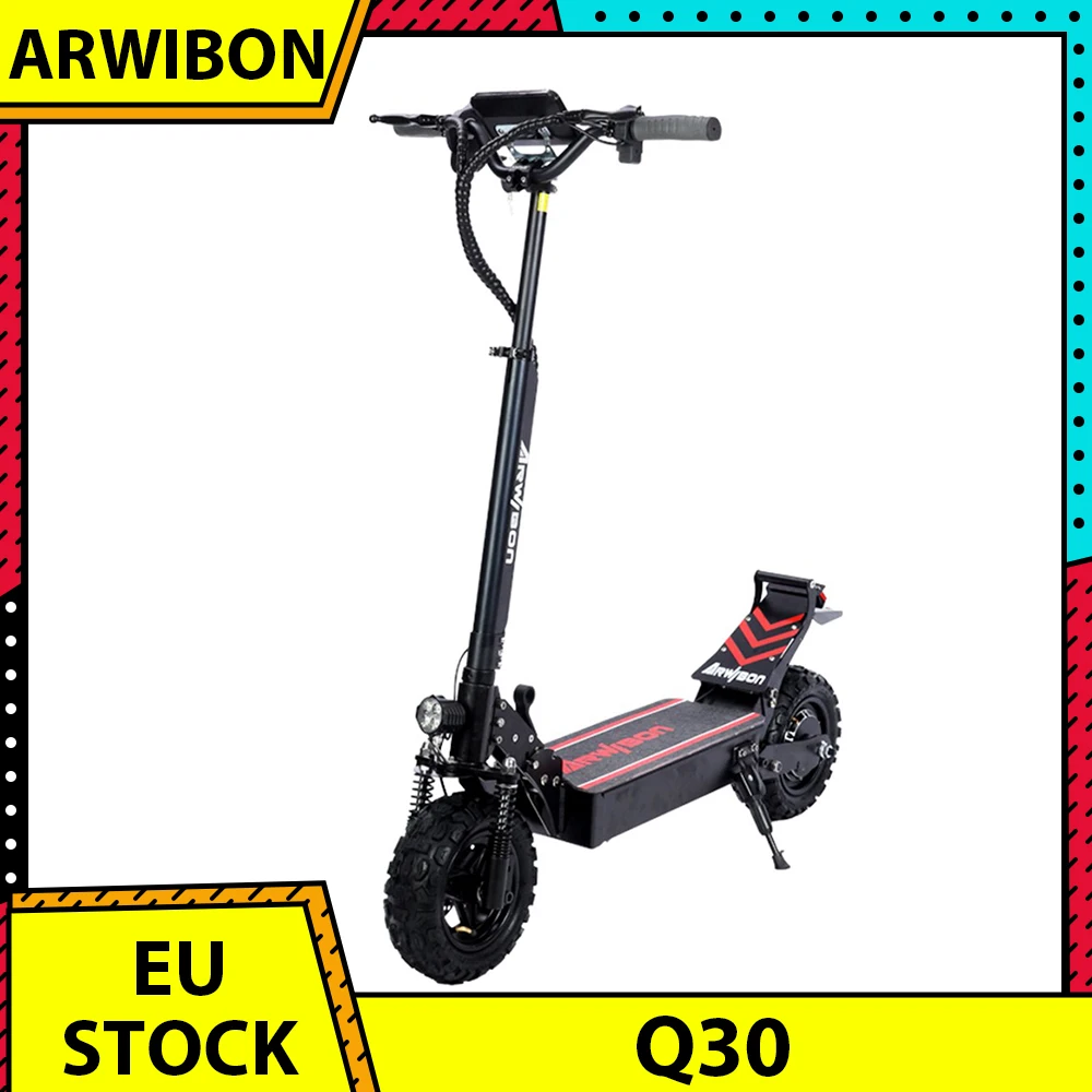 Arwibon Q30 Scooter Elettrico 11 Pollici Pneumatico Fuoristrada E-Scooter 48V 2500W Motore 50-60 Km/H Velocità Massima 48V 16Ah Batteria 40-60Km Gamma