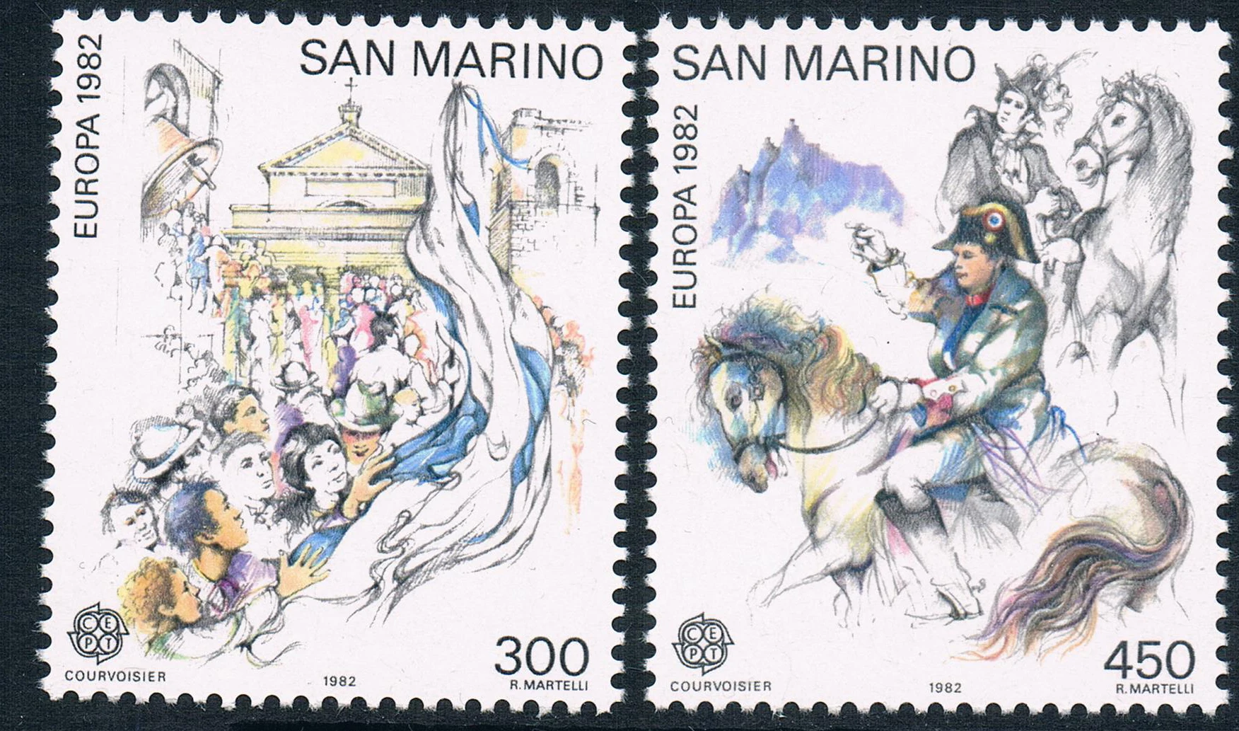 2 Pz/Set Nuovo Bollo Postale San Marino 1982 Europa Gli Francobolli Di Legno Mnh