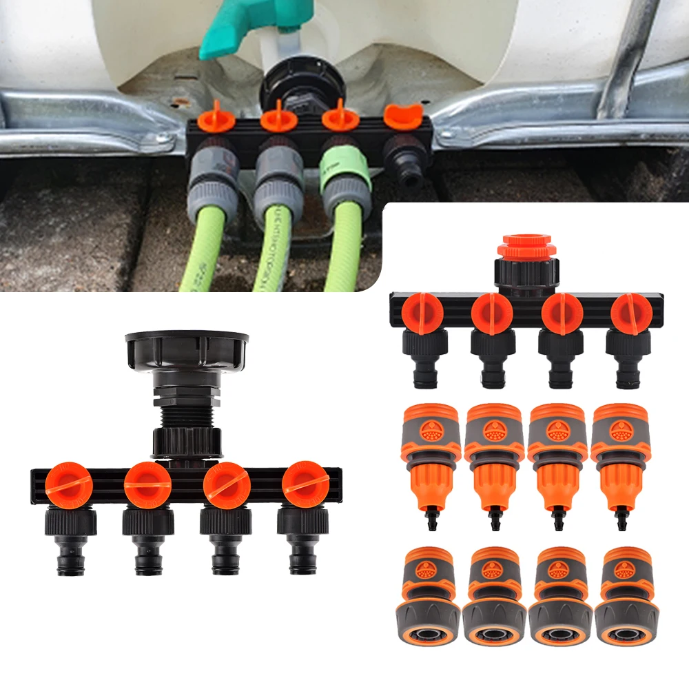1 "3/4" 1/2 "Pollici Filettatura Femmina Splitter Per Tubi A 4 Vie Per Adattatore Per Rubinetto Serbatoio Ibc S60 Ton Barrel Joint Garden Water Irriga