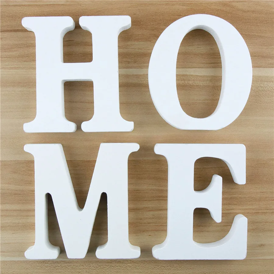 1 Pc 10Cm Lettere In Legno Alfabeto Parola Lettera Nome Bianco Design Artigianato D'Arte In Piedi Casa Fai Da Te Compleanno Matrimonio Camera Da Letto