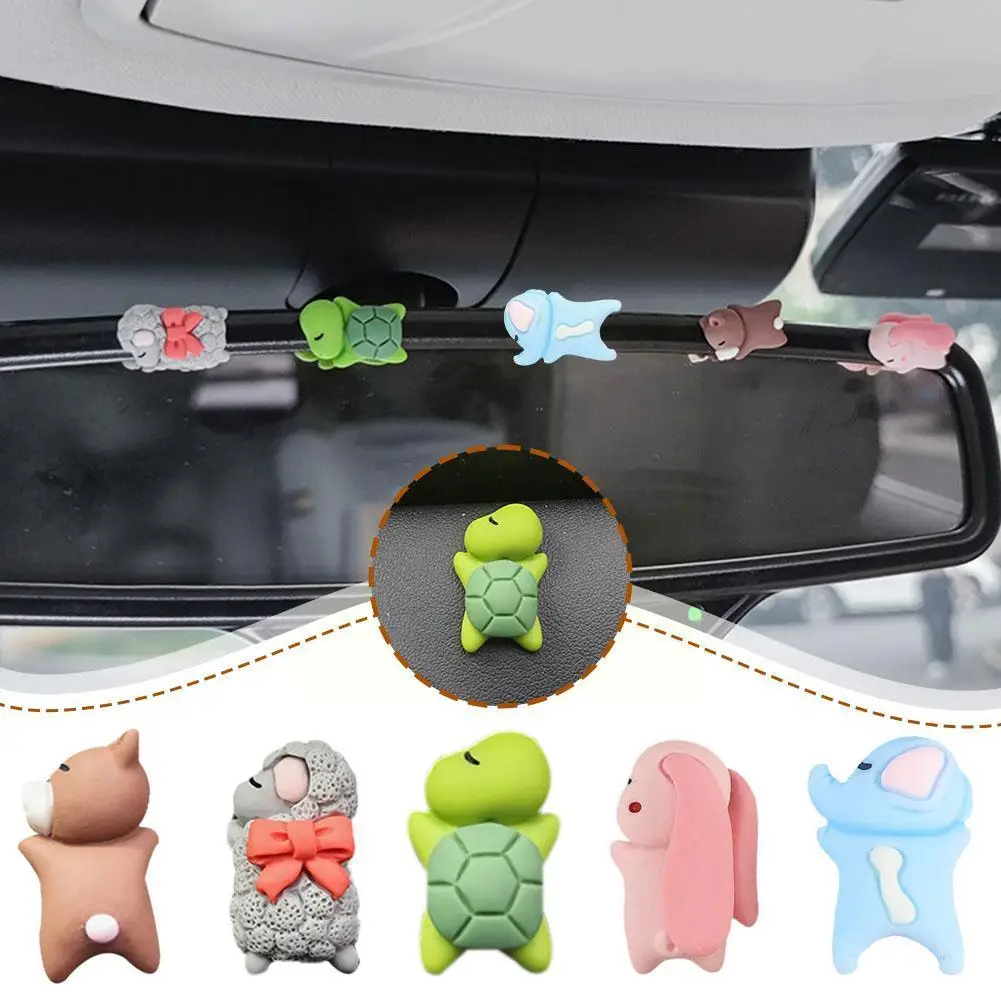 1 Pz Auto Mini Cartoon Animal Ornament Center Console Ornament Bike Decor Car Retrovisore Bear/Turtle/Elephant/Rabbit/Sheep Mir Z8J2