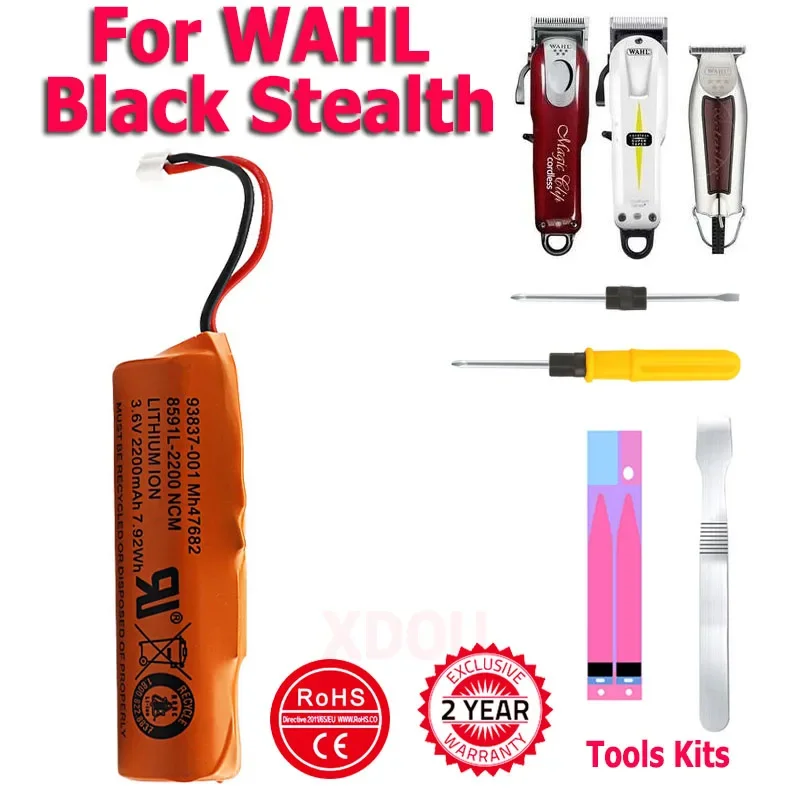 Xdou Electric Clipper 2200Mah Batteria Per Wahl Black Stealth,Beretto Chrome Magic Clip Senior Cordless Sterling 4 8591L 8504L