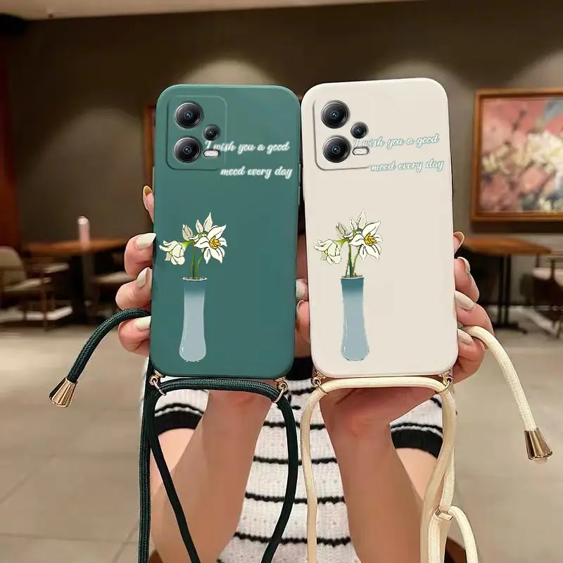 Custodia Per Telefono In Silicone Con Cordino A Tracolla Fine Living Per Xiaomi Poco X5 X4 F4 Gt X4 Gt X3 Gt X3 Pro X3 F3 F4 M4 M5 M3 M4 Pro Cover