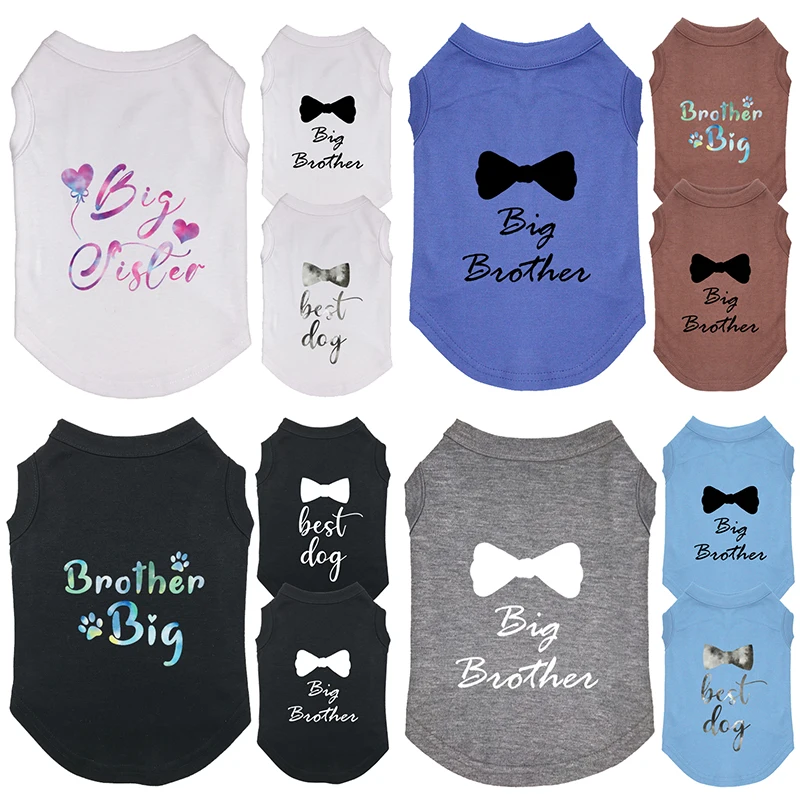 Big Sister Big Brother Dog T-Shirt Summer Dog Soft Vest Clothes For Small Large Pet Puppy Cat Chihuahua Yorkies